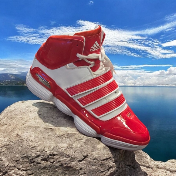 Adidas Men's Bold Red and White Athletic Sneakers - Picture 2 of 3
